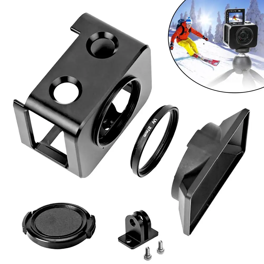 알루미늄 합금 보호 케이지 + 37mm UV 필터 렌즈 + 소니 RX0 / RX0 II P0C4용 나사 및 스크루드라이버 포함 렌즈 햇빛 가리개