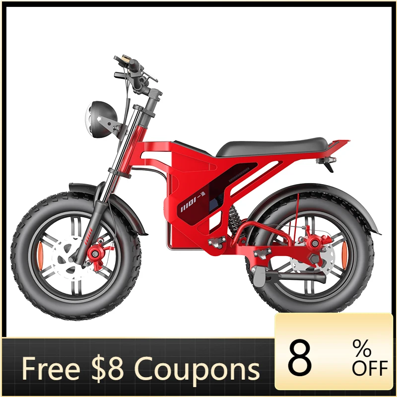 

STLF 48v 750W 1500w Dual Drive Fat Tire Electric Bike Full Suspension Turn Signals 60Ah Electric Motorcycle Moped
