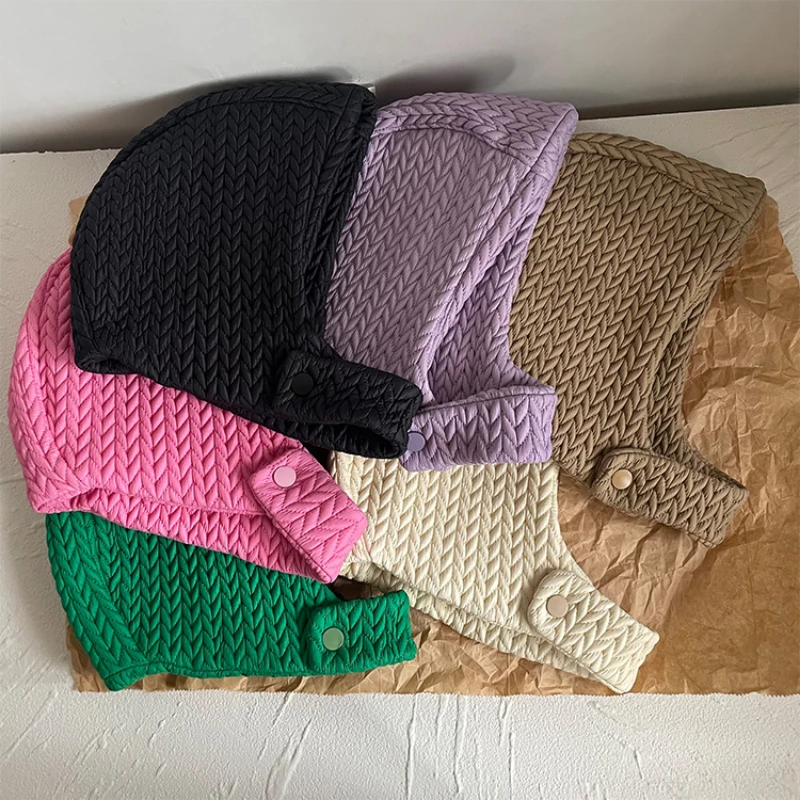 INS Korea Blogger Autumn Winter Candy Color Balaclava Cap Rose Red Warm Neck Cover Wrapped Head Cap Ear Protection Bomber Cap