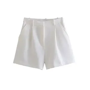 MOOYUFON-VINTAGE Women's Beat, side pockets, front darts, high waist, zipper fly, women's short pants, fashion 10 Main Sales Women's Bermuda - №1