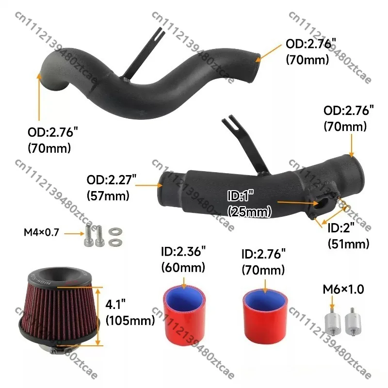 Turbo Intake Air Filter Kit, Aluminum Turbo Inlet Pipe Hose, Car Modified Aftermarket Replacement Parts