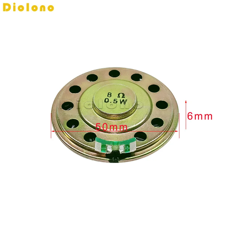 0.5W 8Ohms Loudspeaker 8R 50MM Diameter Mini Round Mylar Speaker Thickness 6MM Small Horn Doorbell Speaker