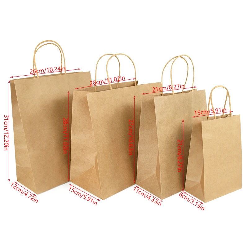 5Pcs Large Kraft Paper Gift Bags Vegetable Fruit Candy Packing Bag Birthday Wedding Gift For Guest Home Storage Supplies