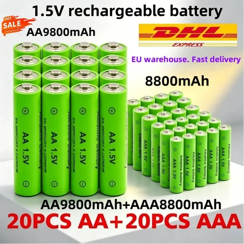 1,5-V-AA-Akku, 9800 mAh / AAA-Akku, 8800 mAh, 1,5-V-AA-Nickel-Wasserstoff-Akku, Fernbedienung, Taschenlampe, Spielzeug, Wecker, Maus, Tastatur, EU-Lager. Schnelle Lieferung