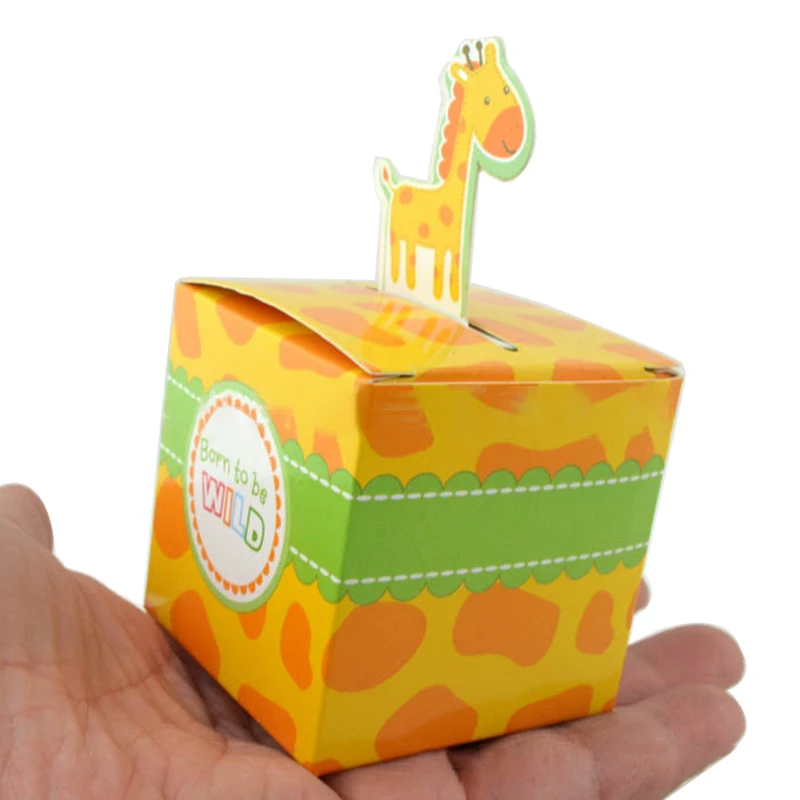 50pc Safari Animal Favor Box Cartoon Animal Candy Boxes Animal Favors Bag Baby Shower Birthday Boy/Girl Kids Event&Party Suppliy