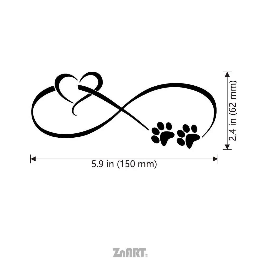 Infinity Symbol Heart Vinyl Car Sticker Shines Under Headlights Illumination Decal for Auto Exterior Decor Accessories