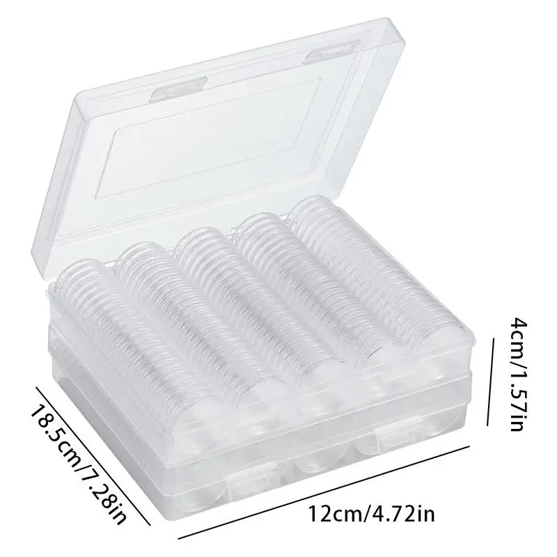 100pcs 30mm Transparent Coin Cases Coins Storage Capsules Protection Box Container Holder Coin Collecting Box Case Collect