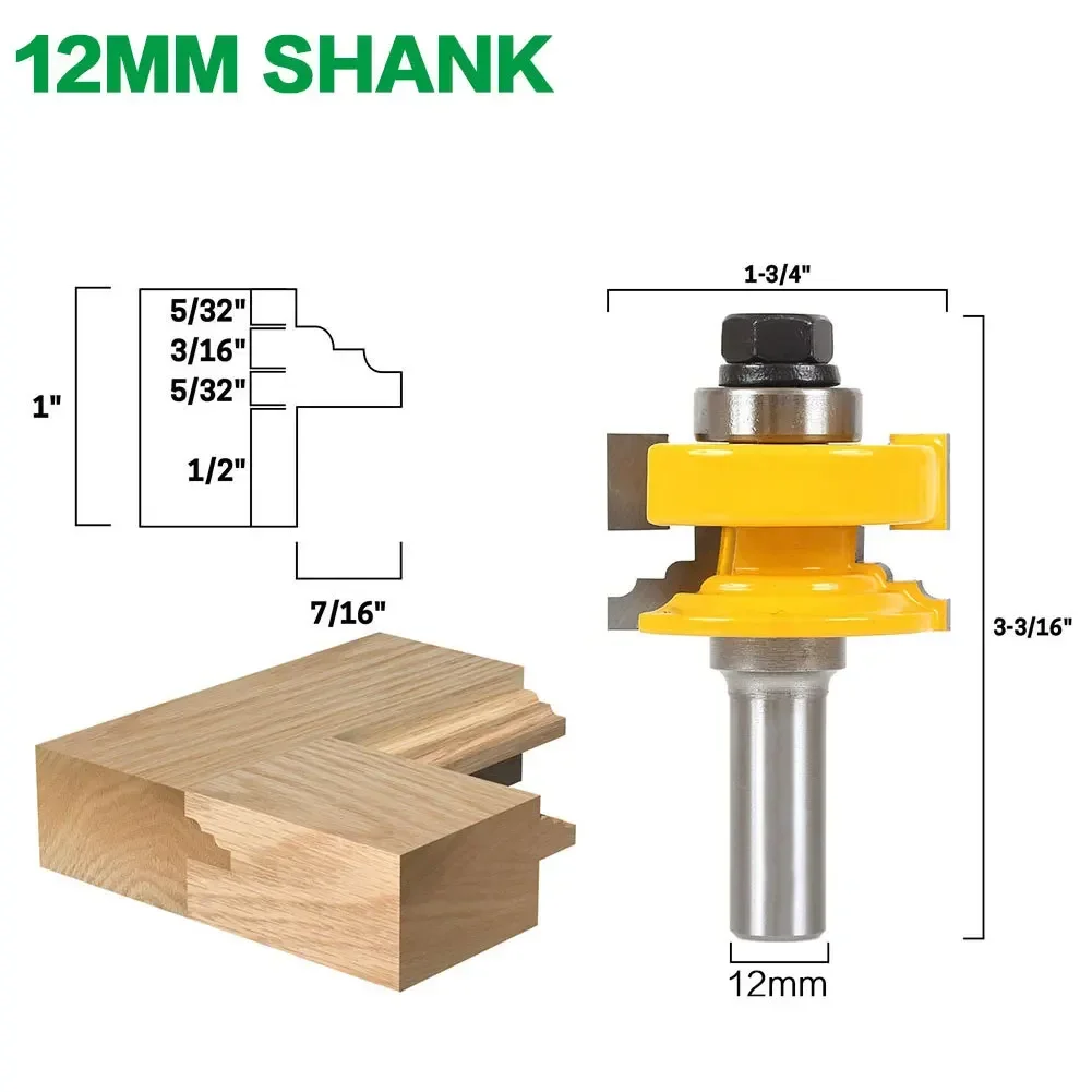 1PC 1/2" 12.7MM 12MM Shank Milling Cutter Wood Carving Classical Ogee Reversible Glass Door Router Bit For Wood Woodworking Tool