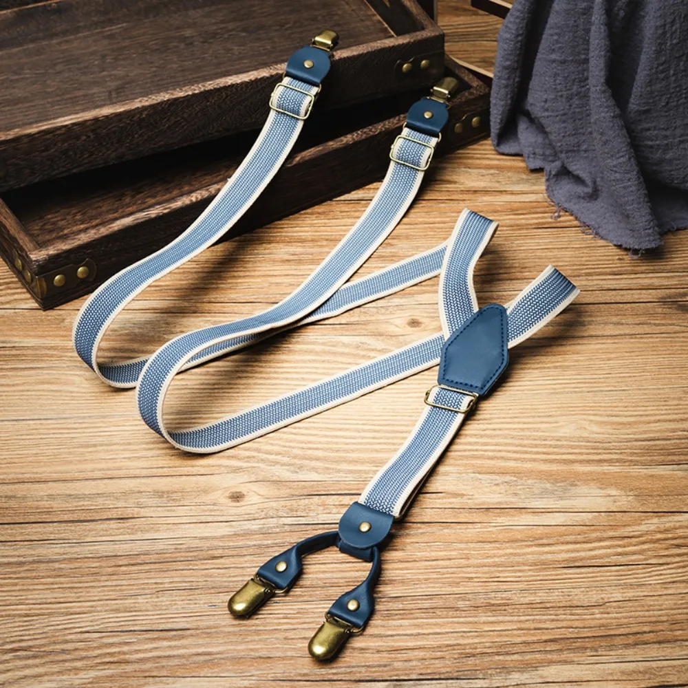 

Casual Retro Suspenders for Men Metal Clip British Style Y-Type Suspenders Anti-slip Suit Accessories Stripe Suspender Clip Suit