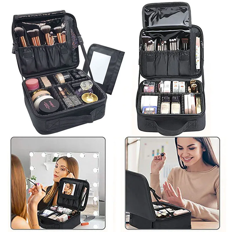 Portable Professional Makeup Case Waterproof Travel Makeup Bag Female With Mirror Cosmetology Nail Tool Suitcase For Women