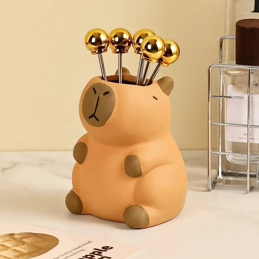 Ornamento Portapenne Capybara Portaoggetti da tavolo Scatola portaoggetti multifunzionale per matite Capybara Interessante cartone animato