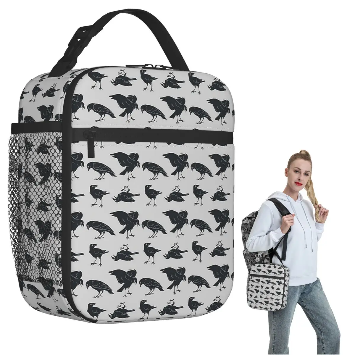 

Murder Of Crows Insulated Lunch Bag for Women Kids Portable Food Boxes Thermal Lunch Box Tote