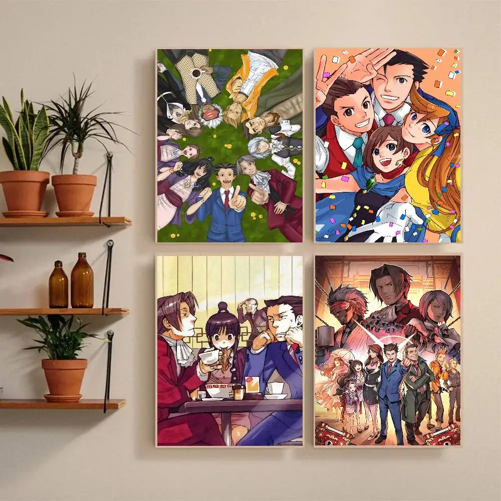 Anime Game A-Ace A-Attorney Poster Self-adhesive Art Waterproof Paper Sticker Coffee House Bar Room Wall Decor