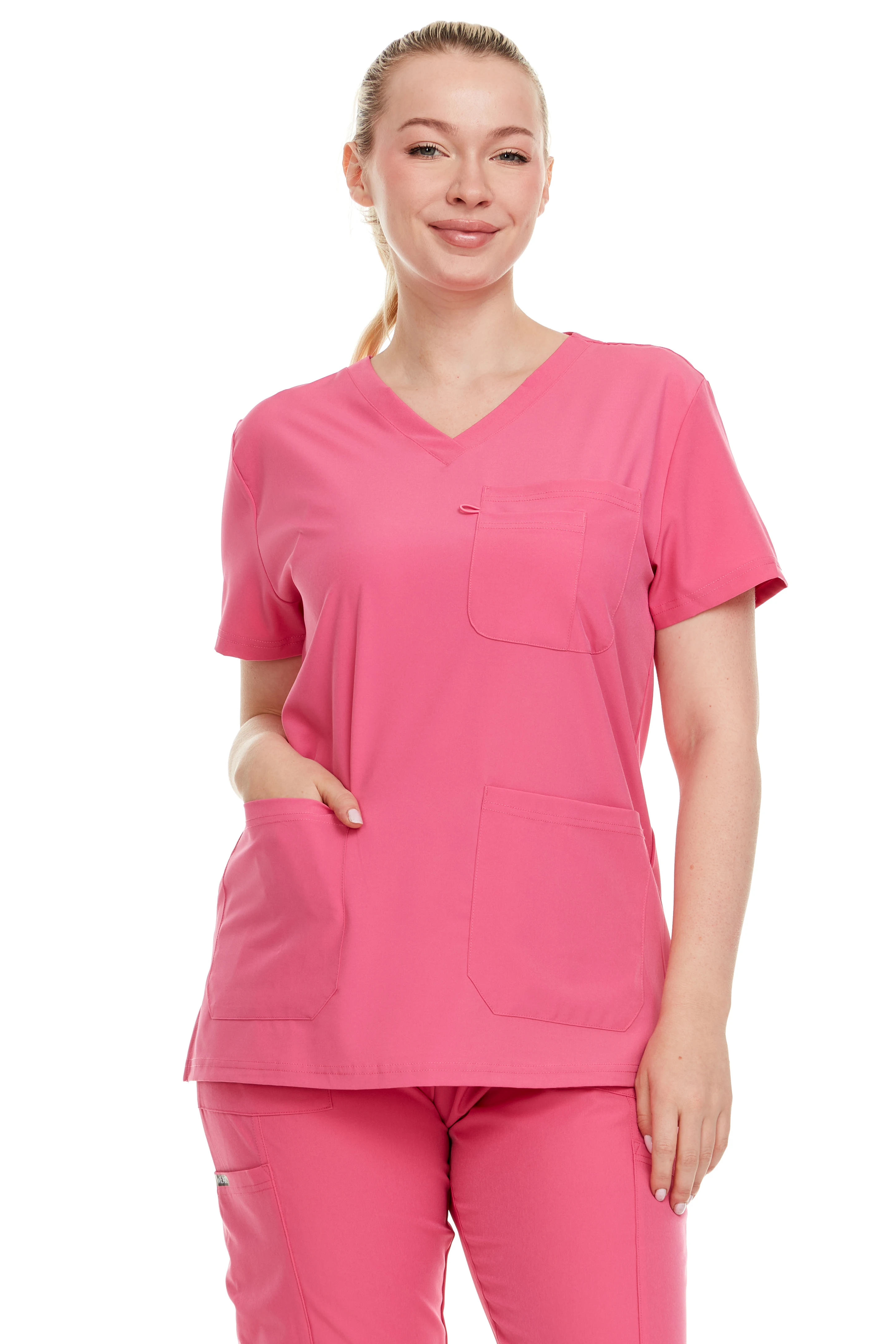 HEAL+WEAR V-Neck Women's Scrubs Multiple Convenient Pockets. 4-Way Stretch Spandex. Wrinkle-Resistant