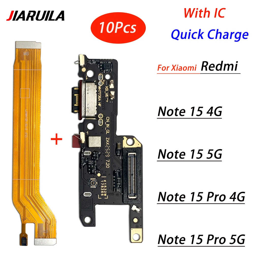 10Pcs, Fast Charger Main Charging Port Board For Xiaomi Redmi Note 15 Pro Plus Note 15 Pro Motherboard Connect USB Dock Flex