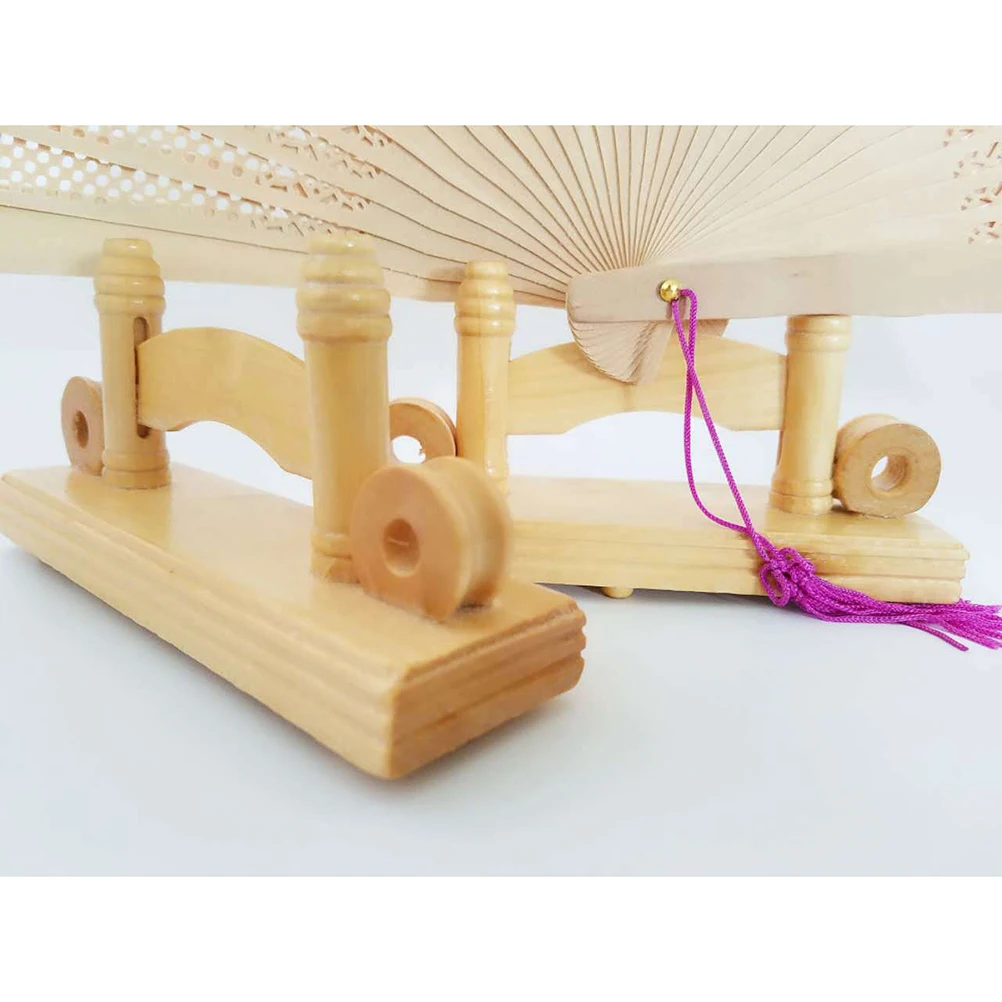 

5Pcs Folding Fan Rack Wooden Display Base Stable Holder Vintage Style for Home Office Wedding Exhibition Birthday