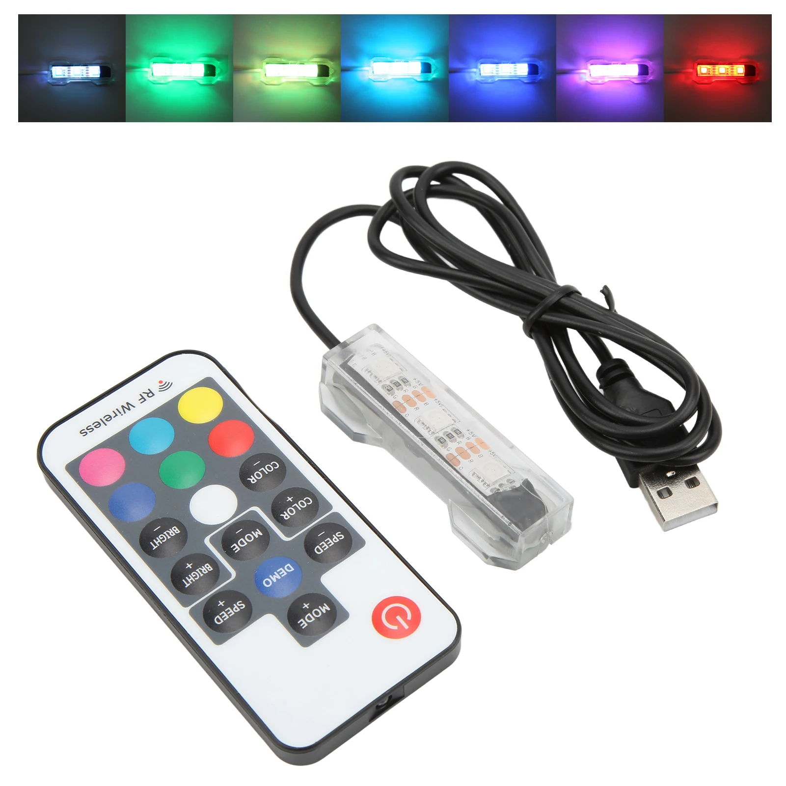 USB LED Aquarium Light Plastic Colorful Micro Landscape Fish Tank Remote Control Light for Medium Small Fish Tanks Accessories