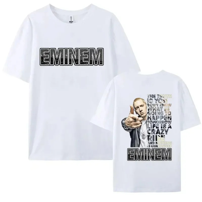 

Cotton Breathable Children's T-shirt 2026 Summer New Rap Singer Eminem Cartoon Printed Casual Parent Child Short Sleeve