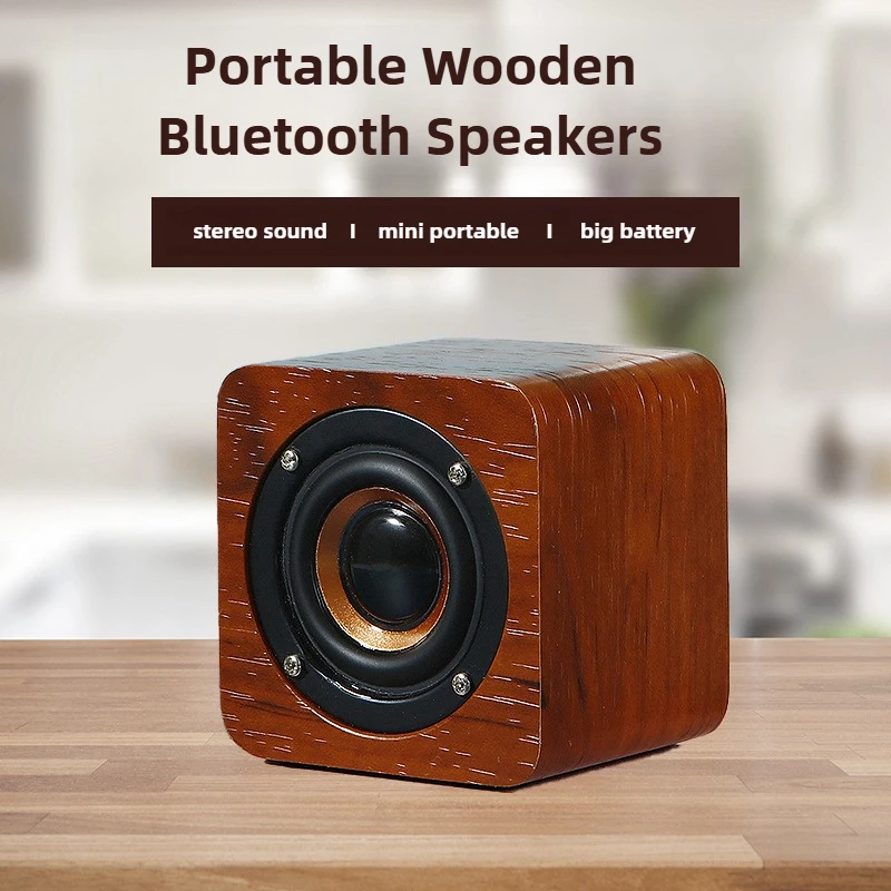 

Wooden Bluetooth Speaker 2 Inch Retro Q10 Mini Portable Wireless Square Speakers Stereo Sound Box for Home Desktop Outdoor Gifts