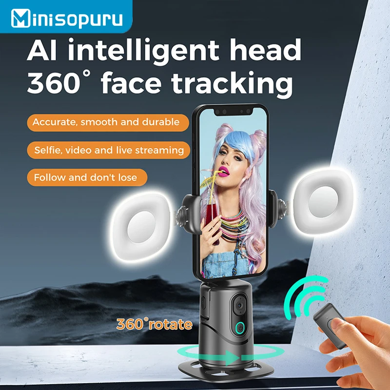 

Minisopuru Handheld Gimbal Stabilizer Selfie Stick 360 Rotation Face Tracking Phone Holder Smart Shooting Tripod for Video Recor