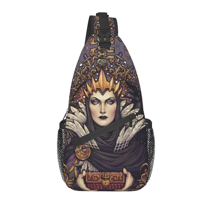 Bring Me Her Heart Sling Chest Crossbody Bag Men Cool Evil Queen Halloween Witch Shoulder Backpack for Hiking