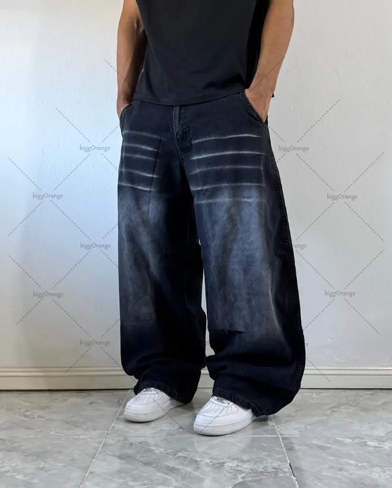 

Trendy High Street Hip-hop Streetwear Trousers American Retro Washing Baggy Jeans Men Harajuku Y2K Casual Loose Straight Pants
