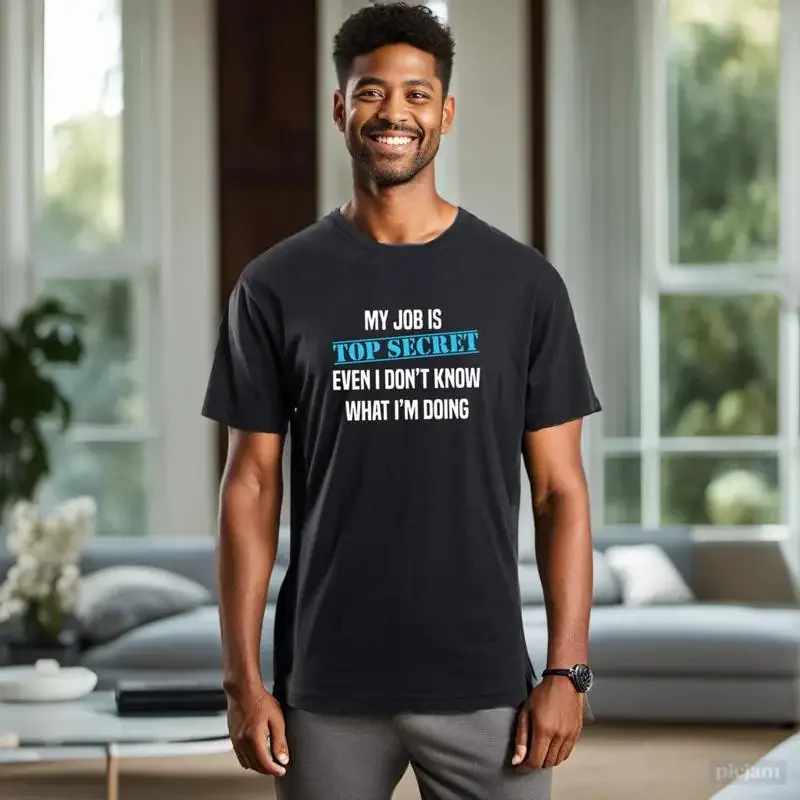 UNISEX TSHIRTS MY JOB TOP SECRET FUNNY WORKPLACE MAN WOMAN GIFT BIRTHDAY NEW