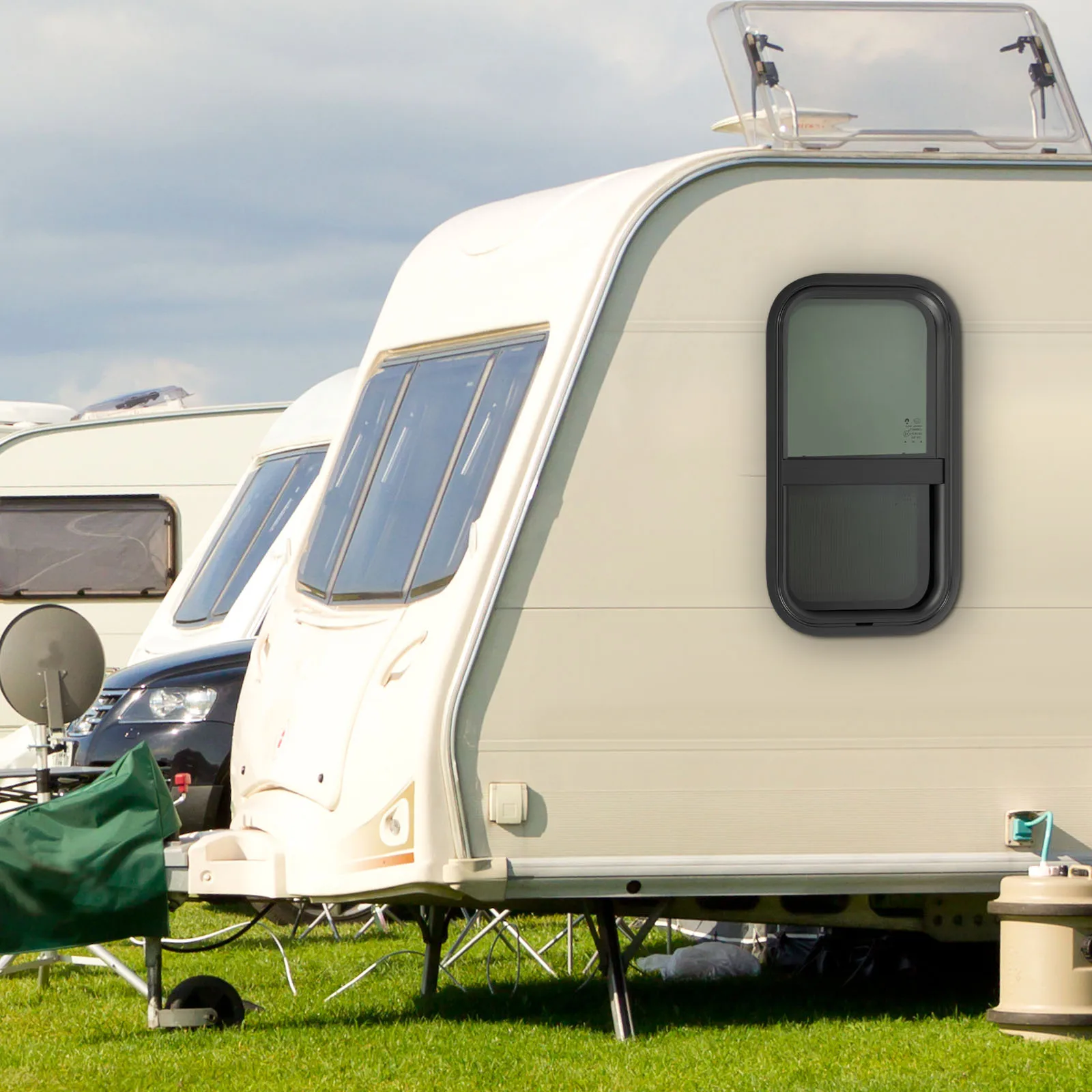 

23.3*13.4*1.7in Vertical RV Window Aluminum RV Window Tempered Glass for Campers Trailers Pickups Construction Vehicles