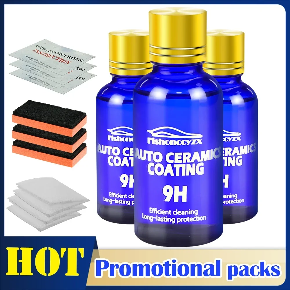 

3Pcs 9H Car Plated Crystal Ceramic Coating Super Hydrophobic Glass Polishing Coating Set Without Box Car Paint Maintenance Fluid