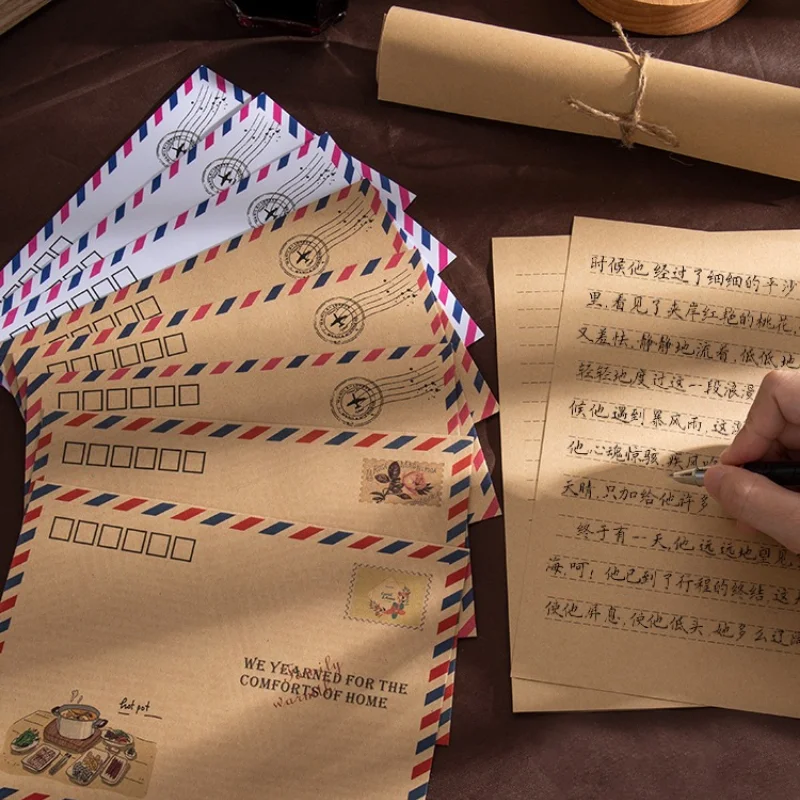vintage-kraft-paper-air-mail-envelope-mailable-postcard-photo-card-festival-birthday-blessing-greeting-card-mailing-packaging