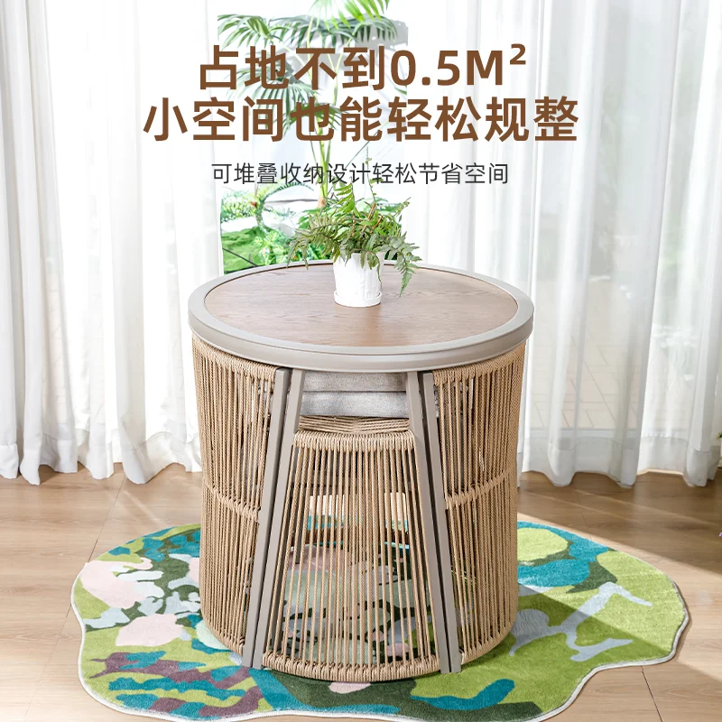 

Балконные небольшие столы и стулья, состоящие из трех частей, столы и стулья из ротанга для небольшой квартиры