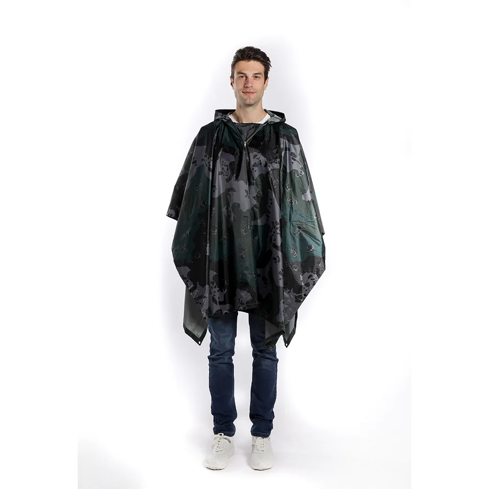 PVC Camouflage Raincoat for Outdoor Cycling, Mountaineering Rain Poncho, Multifunctional Raincoat,  Picnic Mats, Canopy