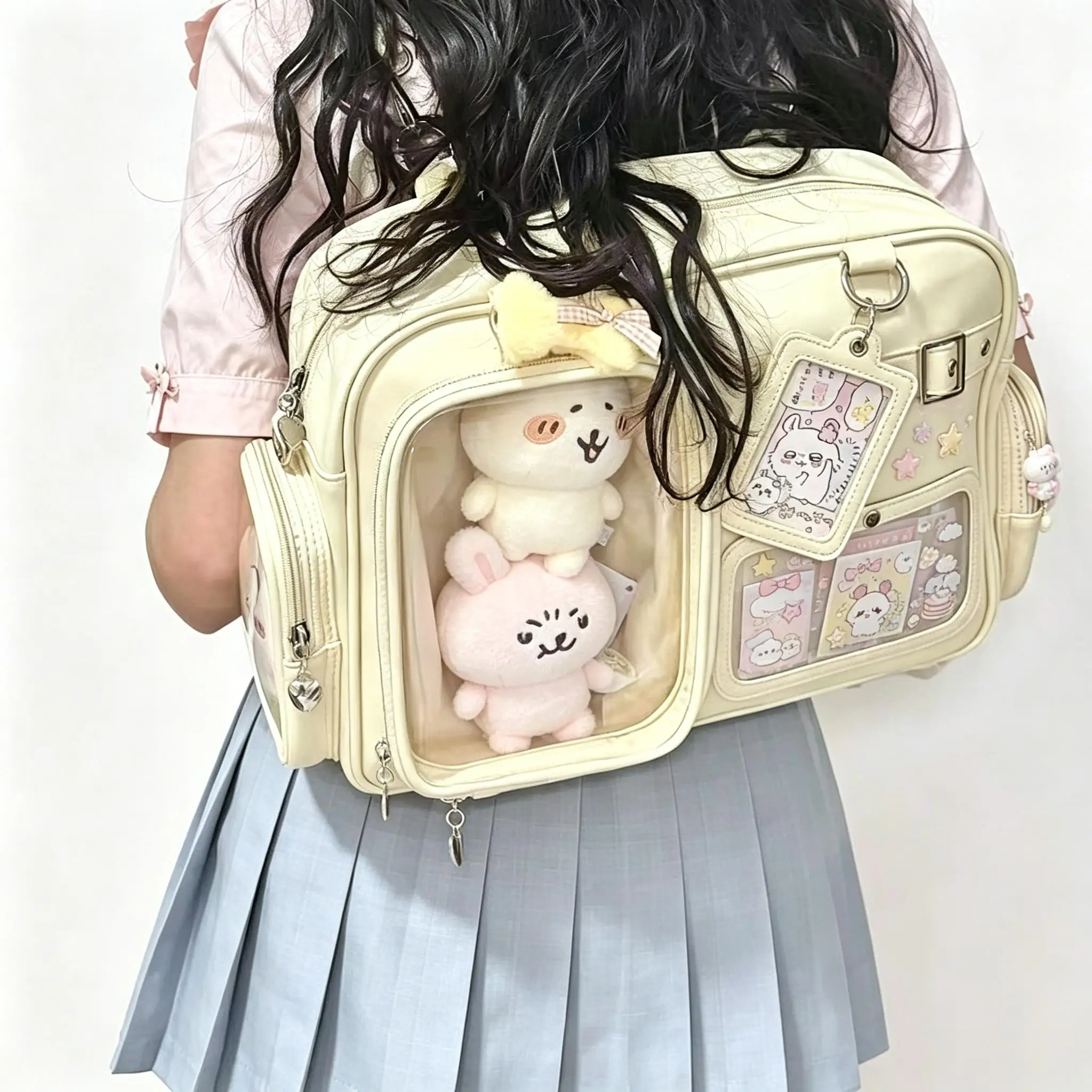 Large Capacity Ita Bag, Convertible Crossbody Backpack for Doll Display, Concert Light Board Hidden Pocket, MultiPurpose Daily