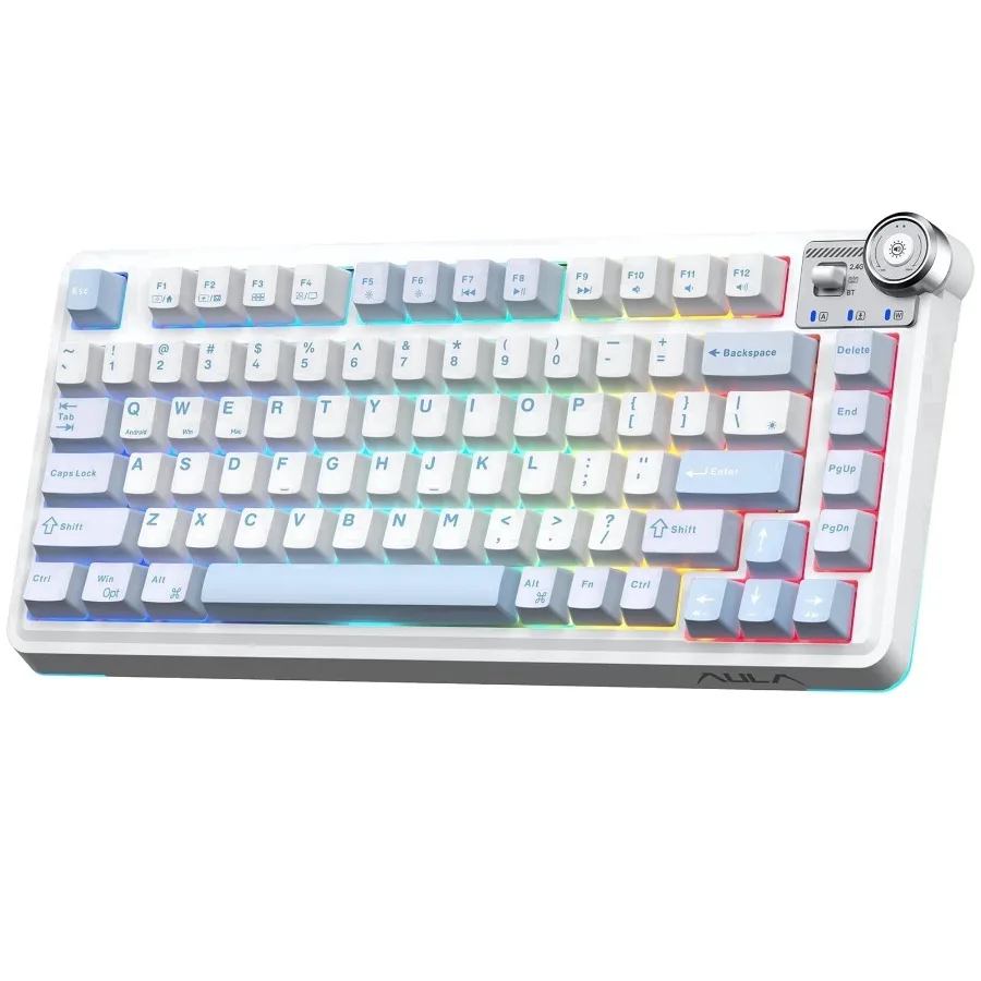 F75 75% Wireless Mechanical Keyboard, Hot-Swappable, Tri-Mode, Seiya Linear Switch, RGB, Blue
