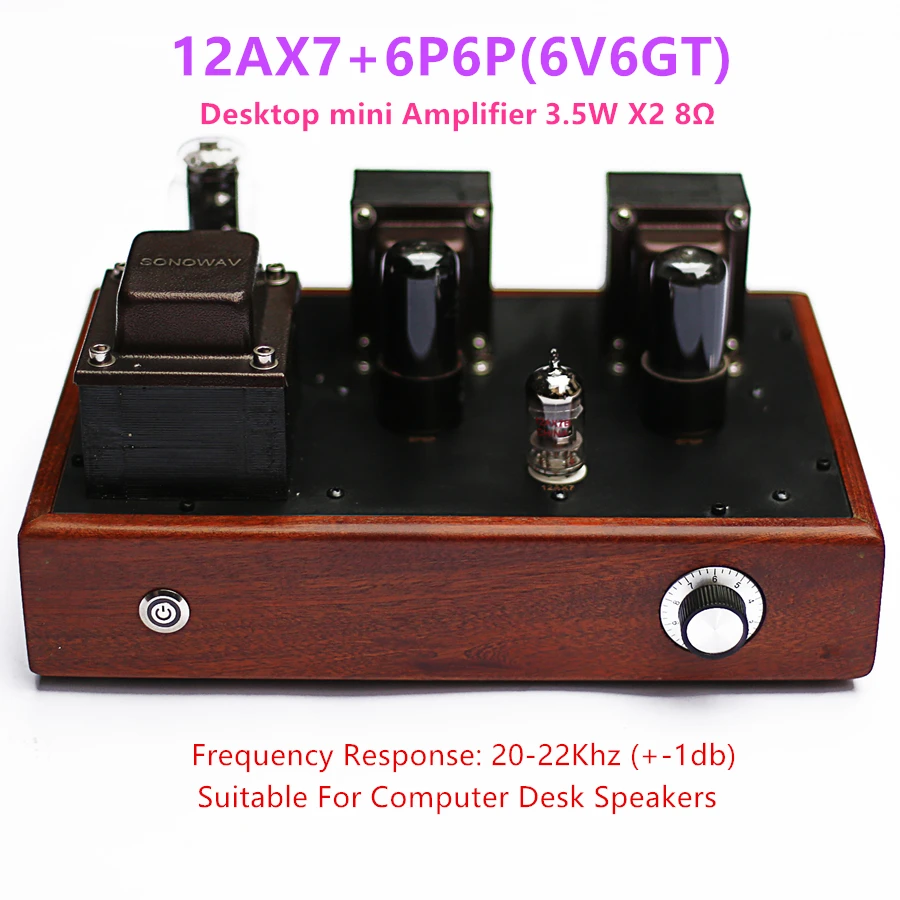 Latest 12AX7+6P6P(6V6GT) Tube Amplifier Computer Audio 3.5W+3.5W /8 Ω Desktop Low Power Amplifier Finished Machine