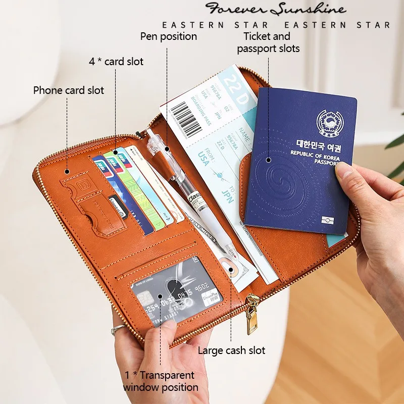 

Кошелек с блокировкой RFID, длинная дорожная сумка для паспорта на молнии, модный портативный держатель для документов для мужчин и женщин Billetera Hombre