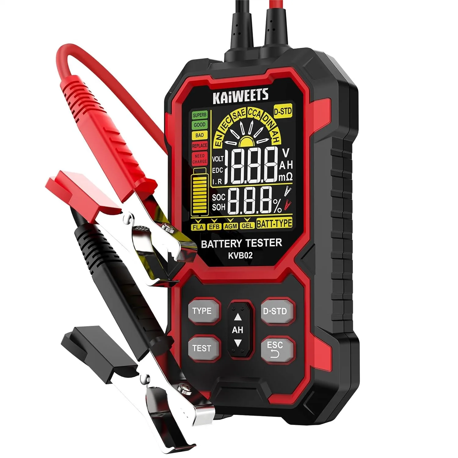 

Car Battery Tester 12V/24V Automotive Diagnostic Tool 50-2000 CCA with Digital Voltage Meter for Cars Trucks Motorcycles SUVs