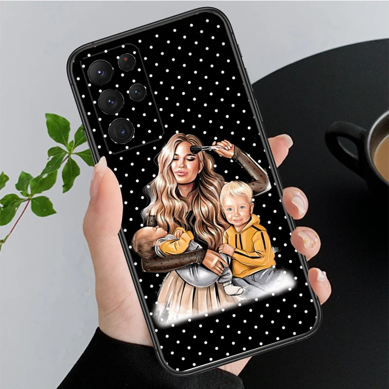 Phone Case for Samsung Galaxy A73 A13 A22  A32 A71 A33 A52 A53 A72 A73 A51 A31 A23 A34 A54 A52 A53S Mama Mom Son Daughter Funda