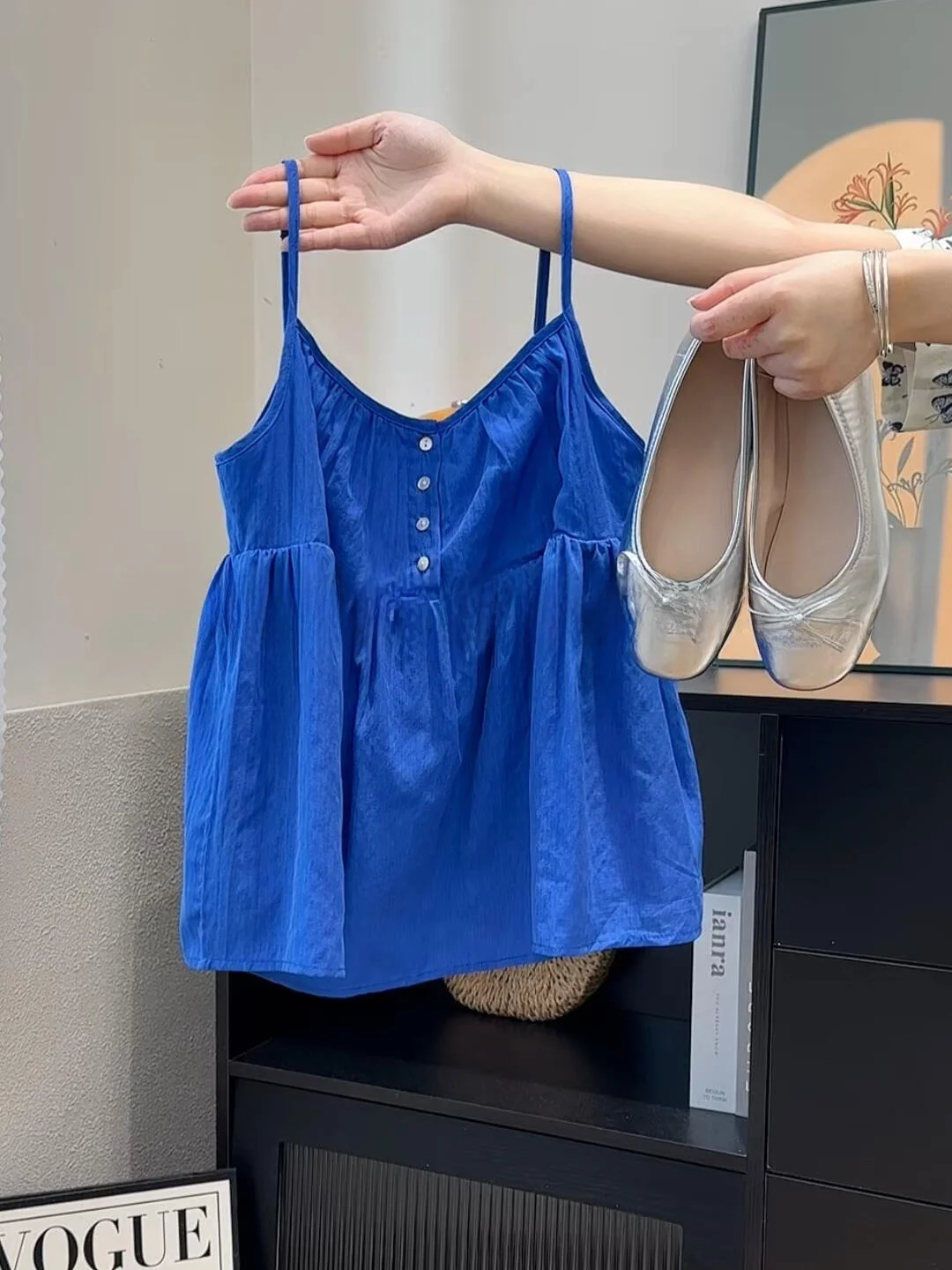Klein Blue Strapless Loose Women's Vest Summer Outerwear Sleeveless Age-defying Beautiful Top Casual Commute Style Pure Color