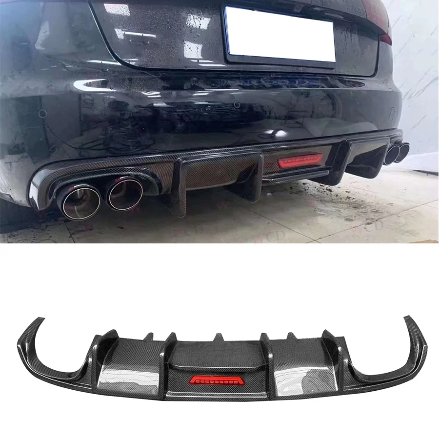 KB Style Carbon Fiber Rear Diffuser For Audi A6 S6 Sline C7 2012-2015 Rear Bumper Lip Car Accessories