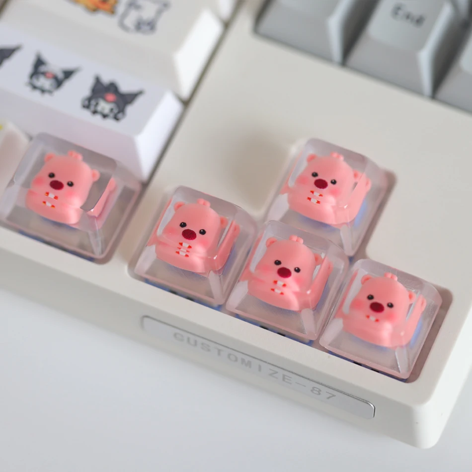 

Cute Backlit Resin Keycaps Cartoon Beaver Ruby Personalized Keycap for Mechanical Keyboard Translucent ESC Keys Loopy Keycap