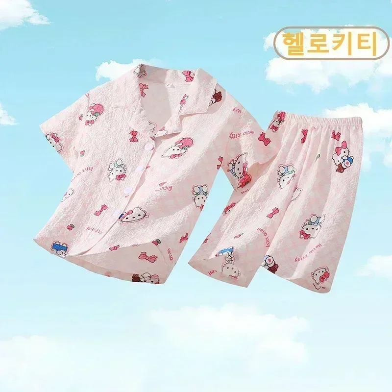 Sanrio Pochacco Cinnamoroll Kuromi Children\'s Pajamas Set Anime My Melody Sleepwear Comfortable Clothing Girl Boy Homewear