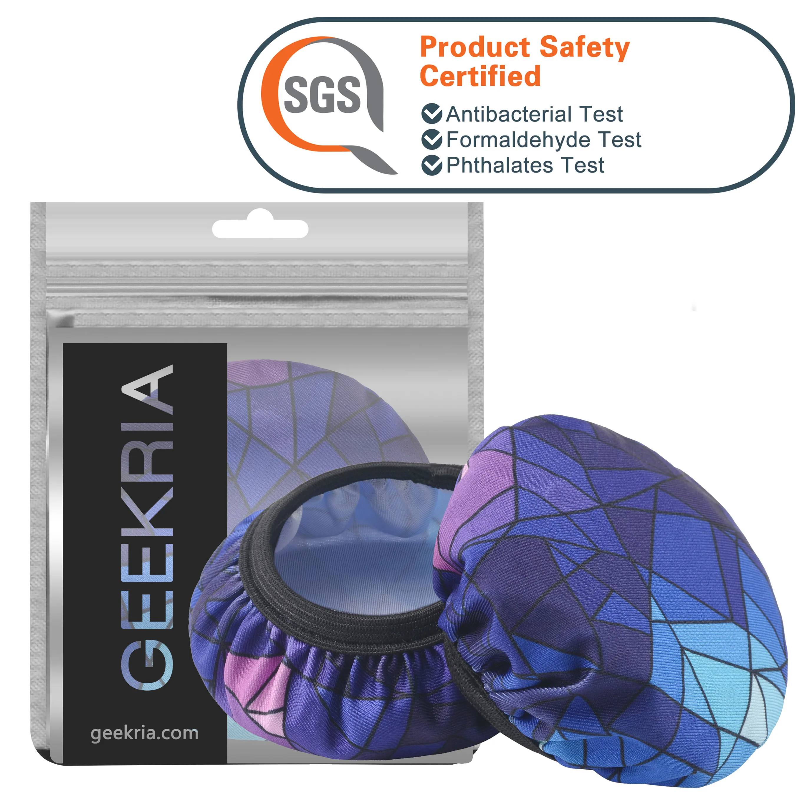 Geekria 2 Pairs Flex Fabric Headphones Ear Covers, Washable & Stretchable Sanitary Earcup Protectors for Over-Ear Headset Ear