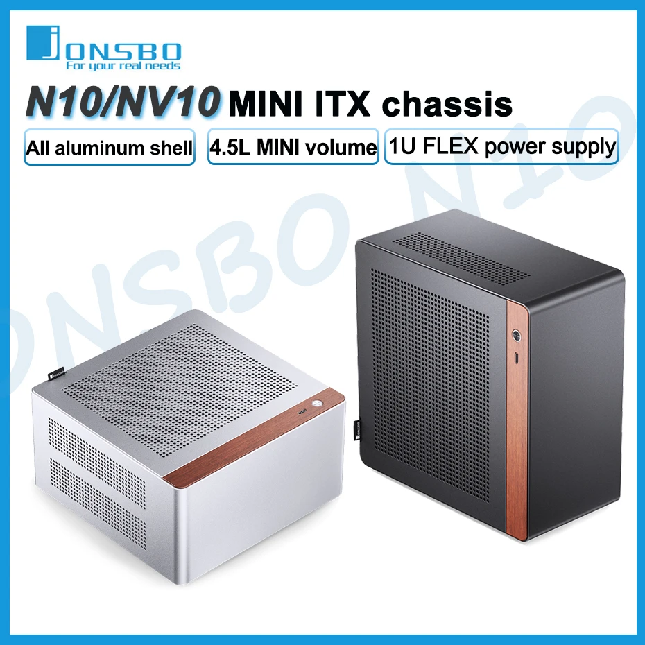 JONSBO N10/NV10 MINI ITX Case Supports 1U FLEX Power Supply Aluminum Alloy Desktop Office Computer Case