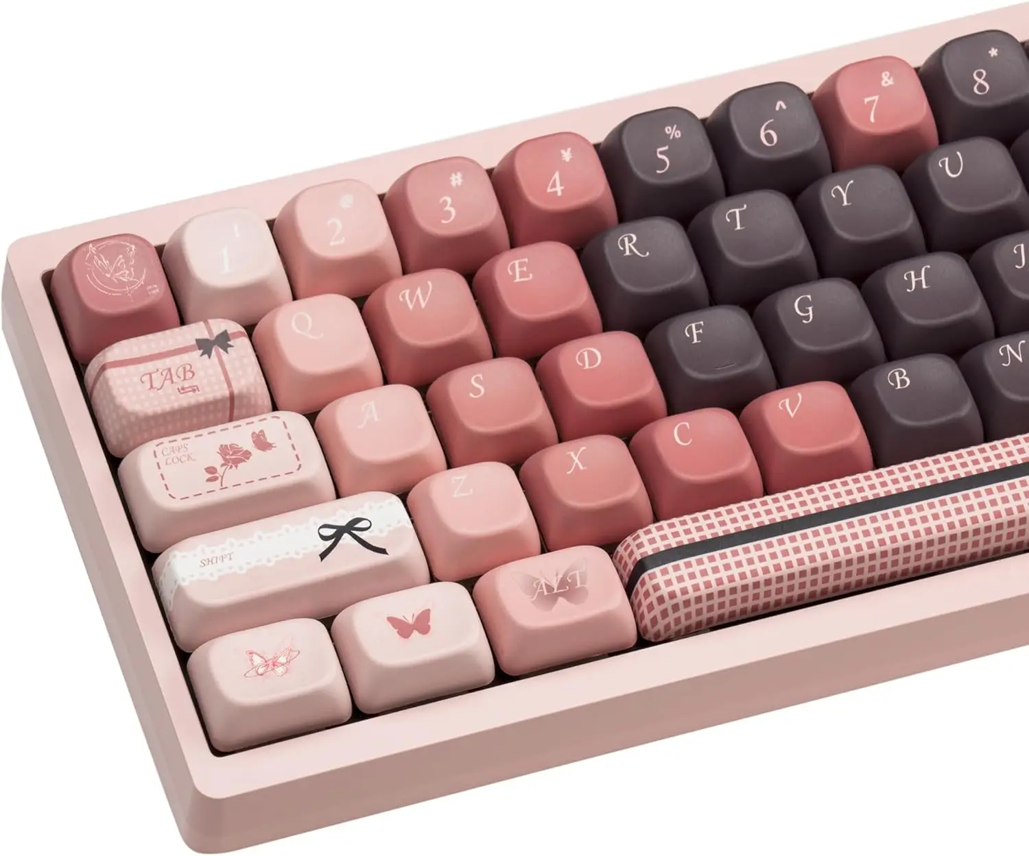 Profile PBT Keycaps Set 5 Side Dye Sublimation Pink and Brown Key Caps for Layout Mechanical Gaming Keyboard 145 Keys