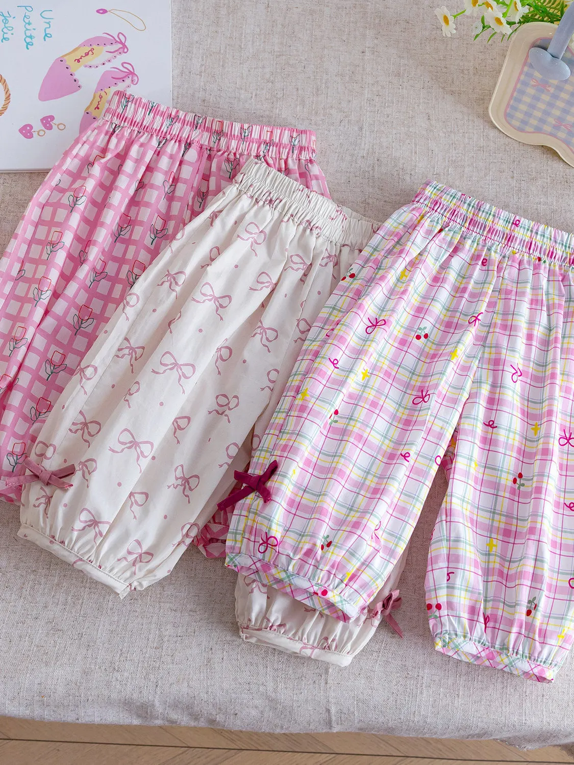 Mosquito-Resistant Casual Pants for Girls Summer New Thin Nine-Piece Loose Fit Printed Cuffed Pants Versatile Casual Trousers