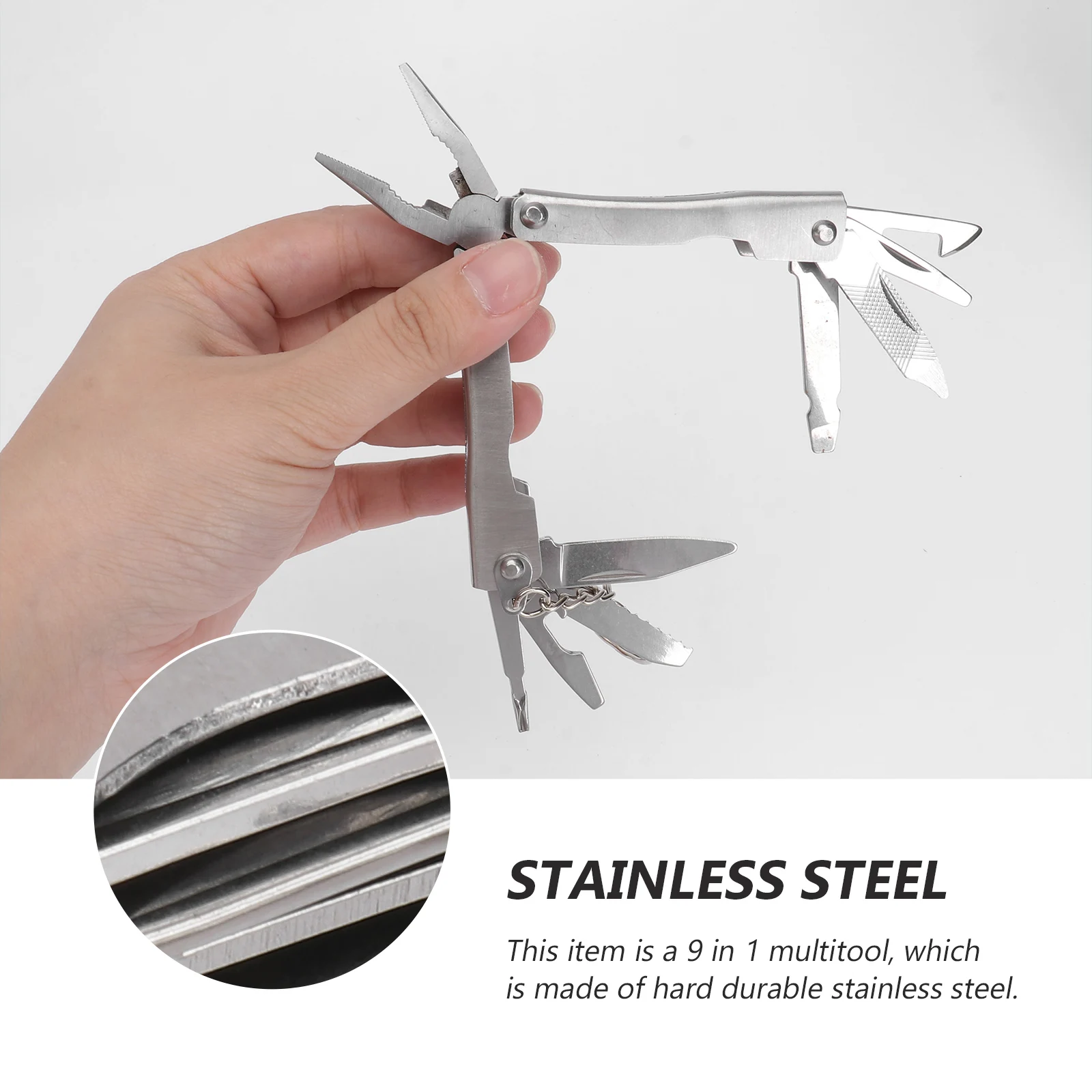 

9 in 1 Multifunctional Stainless Steel Folding Pliers 68x30x12mm Lightweight Tool for Camping Hiking Outdoor