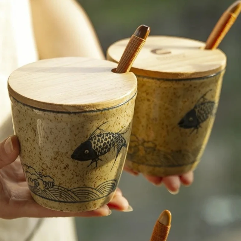 

Керамическая ретро-банка для специй, расписная, для соли, масла, перца, с крышкой, для кухни, для чили, кухонные принадлежности