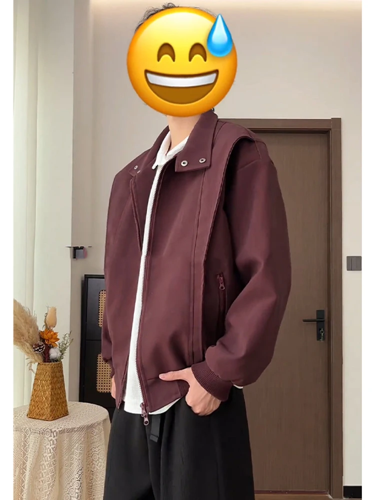 

Cool Men's Leather Jaet Autumn Spring Faionable Motorcycle Clothes oulder Width Design Stand Collar Long Sve Casual