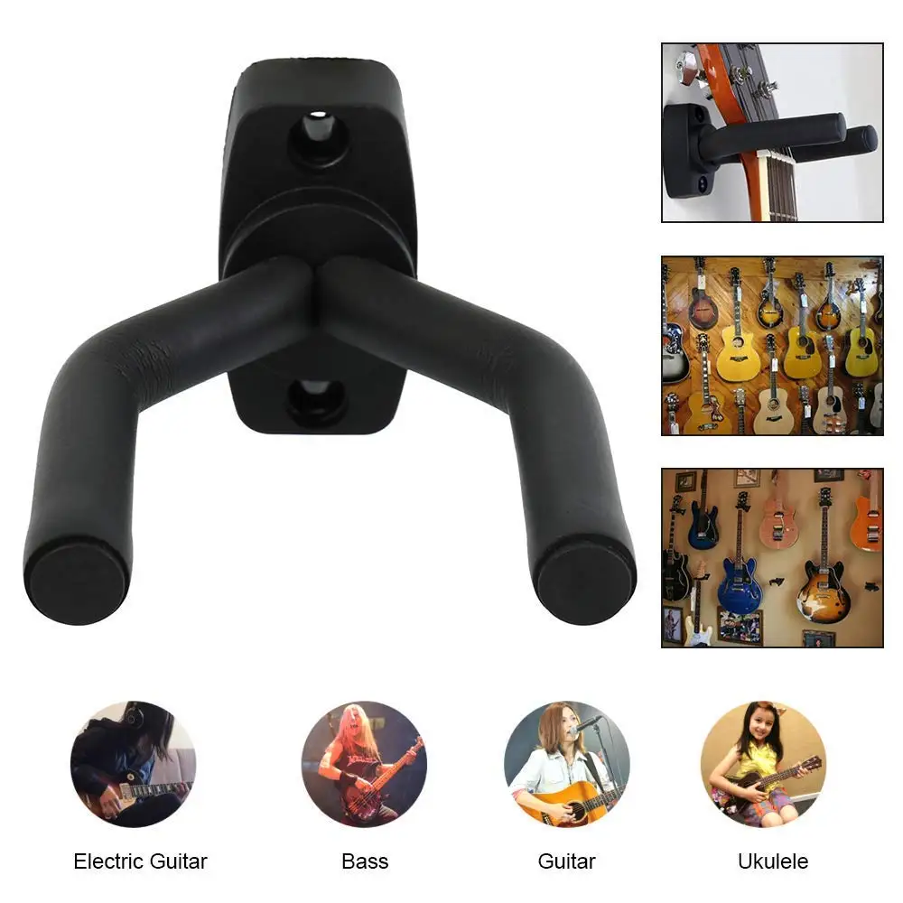 Miwayer Wall hanger for guitar from 1 to 10 pieces, black hook for all sizes, bass, mandolin, Banjo, ukulele, guitar accessory